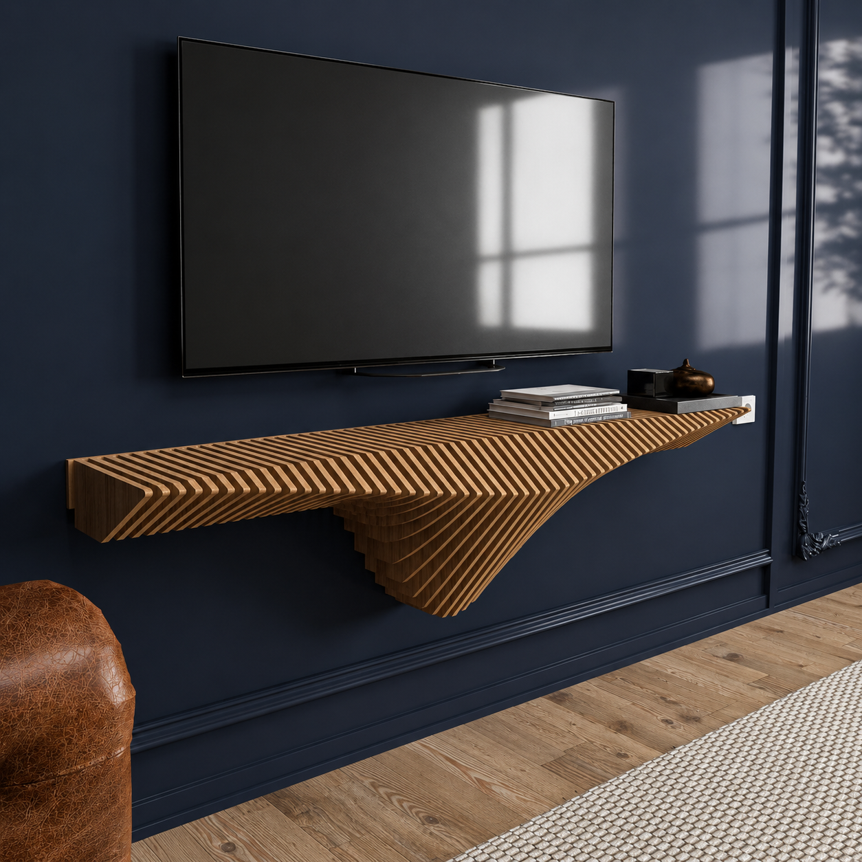 Parametric Modern Wall Shelf – Sculptural Floating MDF Shelf