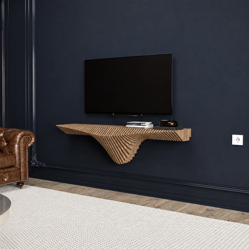 Parametric Modern Wall Shelf – Sculptural Floating MDF Shelf