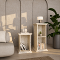 Set of 2 Column-Style Side Tables – Modern Bohemian Design with Travertine-Inspired Finish