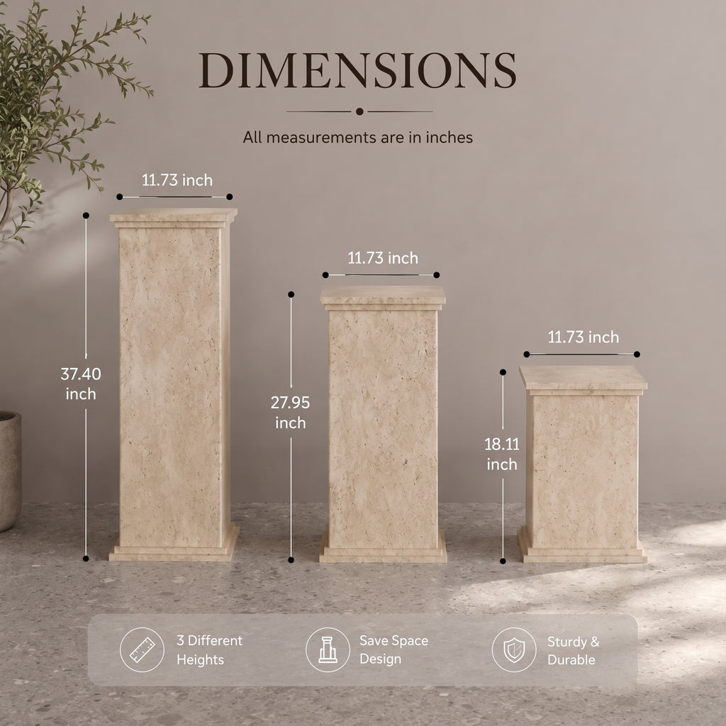 Travertine Side Table – Modern Decorative Pedestal Table