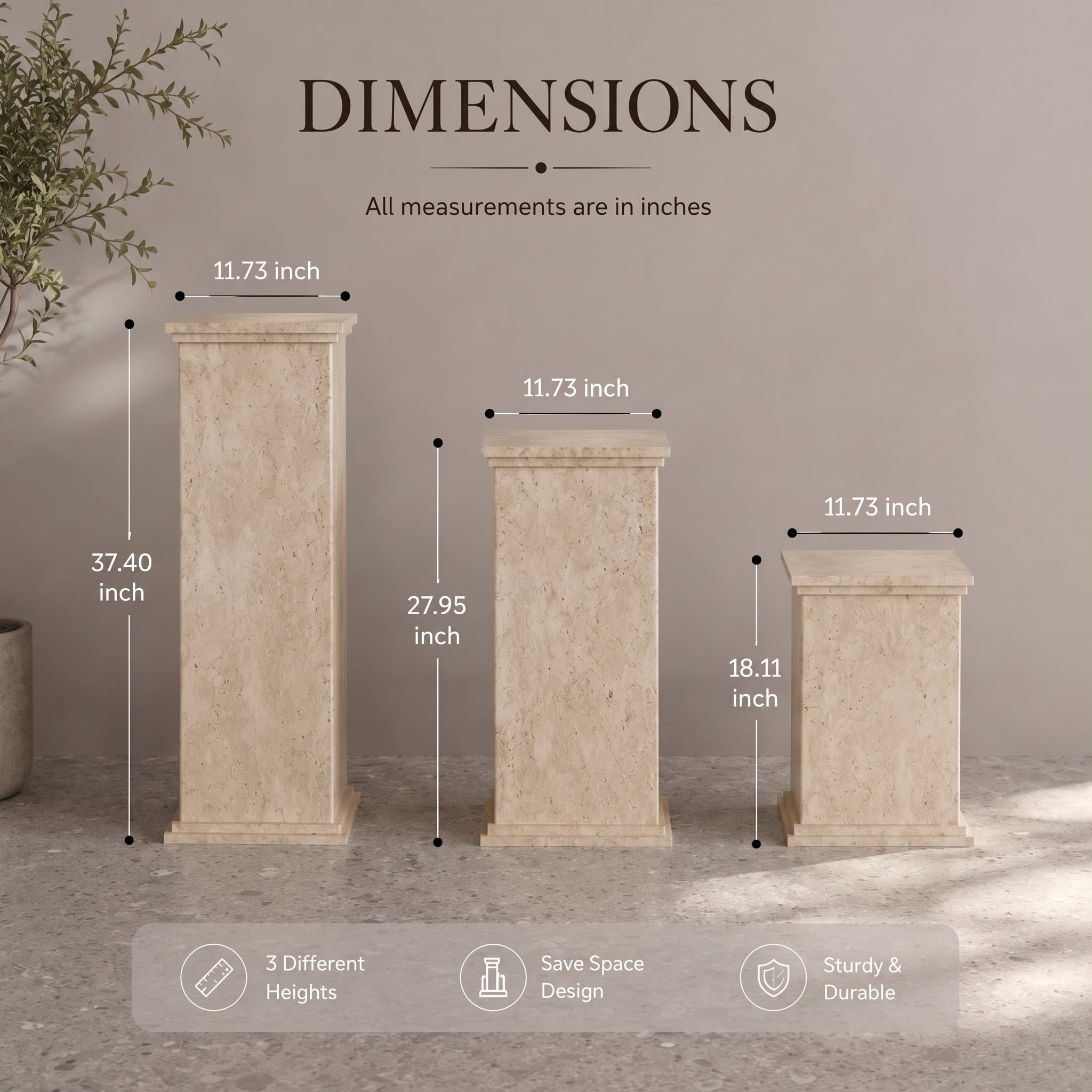 Travertine Side Table – Modern Decorative Pedestal Table