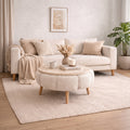 Modern Decorative Living Room Coffee Table with Round Tabletop and Pouf-Style Base