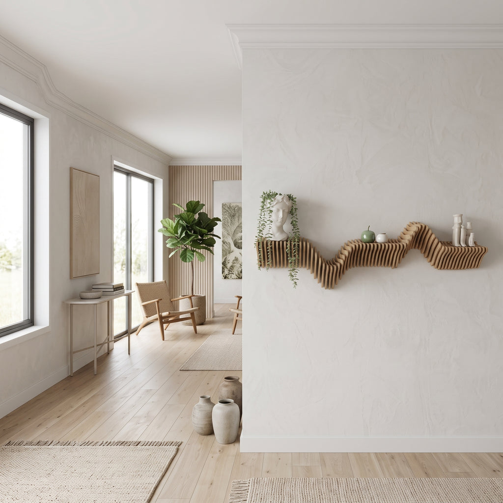Modern Parametric Wall Shelf – Sculptural Floating TV Stand & Console