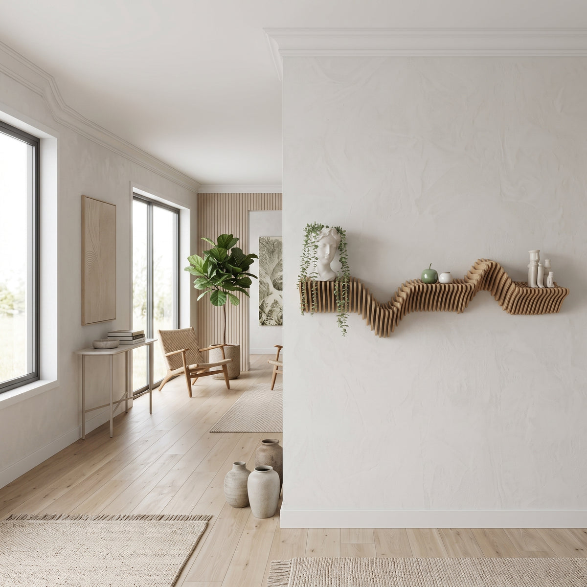 Modern Parametric Wall Shelf – Sculptural Floating TV Stand & Console