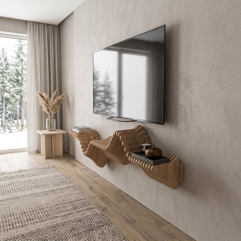 Modern Parametric Wall Shelf – Sculptural Floating TV Stand & Console