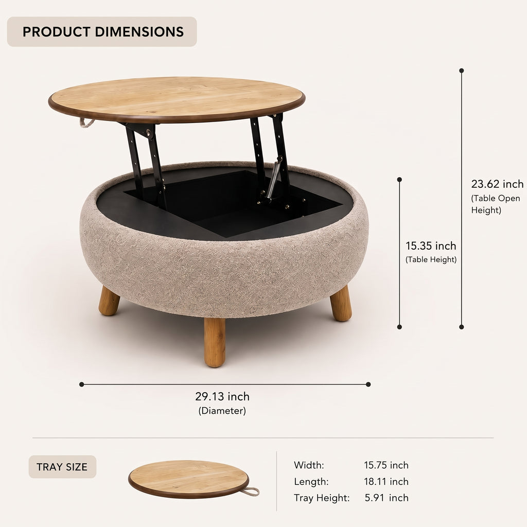 Lift-Top Storage Coffee Table | Café au Lait