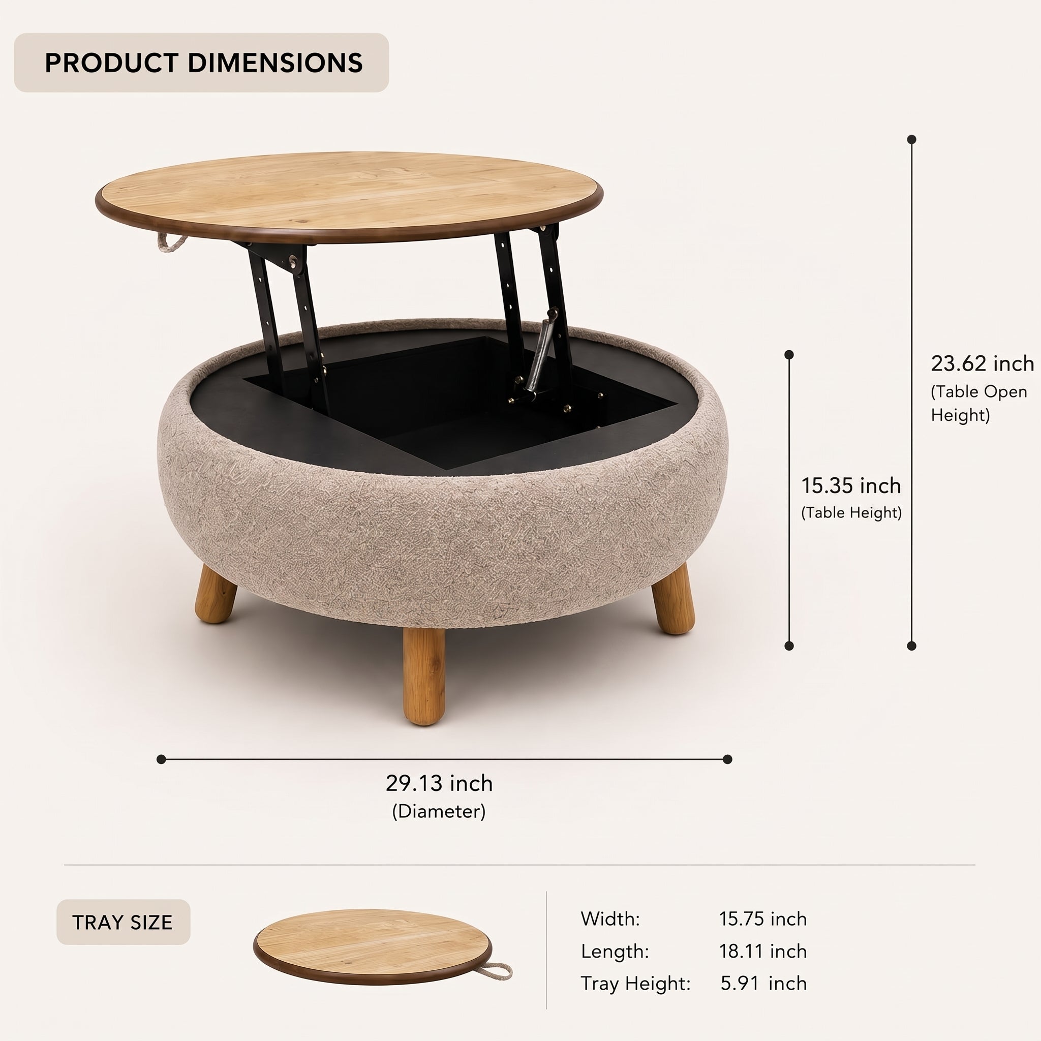 Lift-Top Storage Coffee Table | Café au Lait