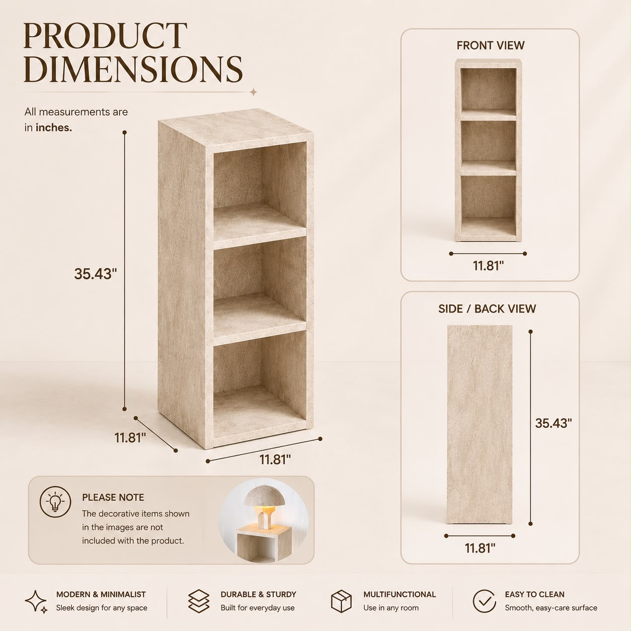 Travertine Side Table with Open Shelves | Modern End Table