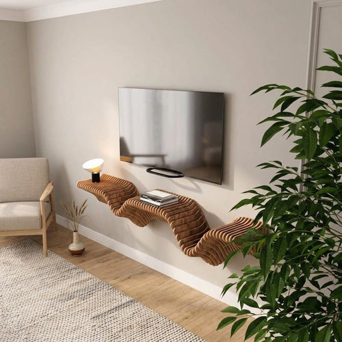Modern Parametric Wall Shelf – Sculptural Floating TV Stand & Console