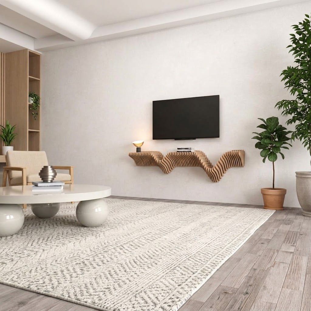 Modern Parametric Wall Shelf – Sculptural Floating TV Stand & Console