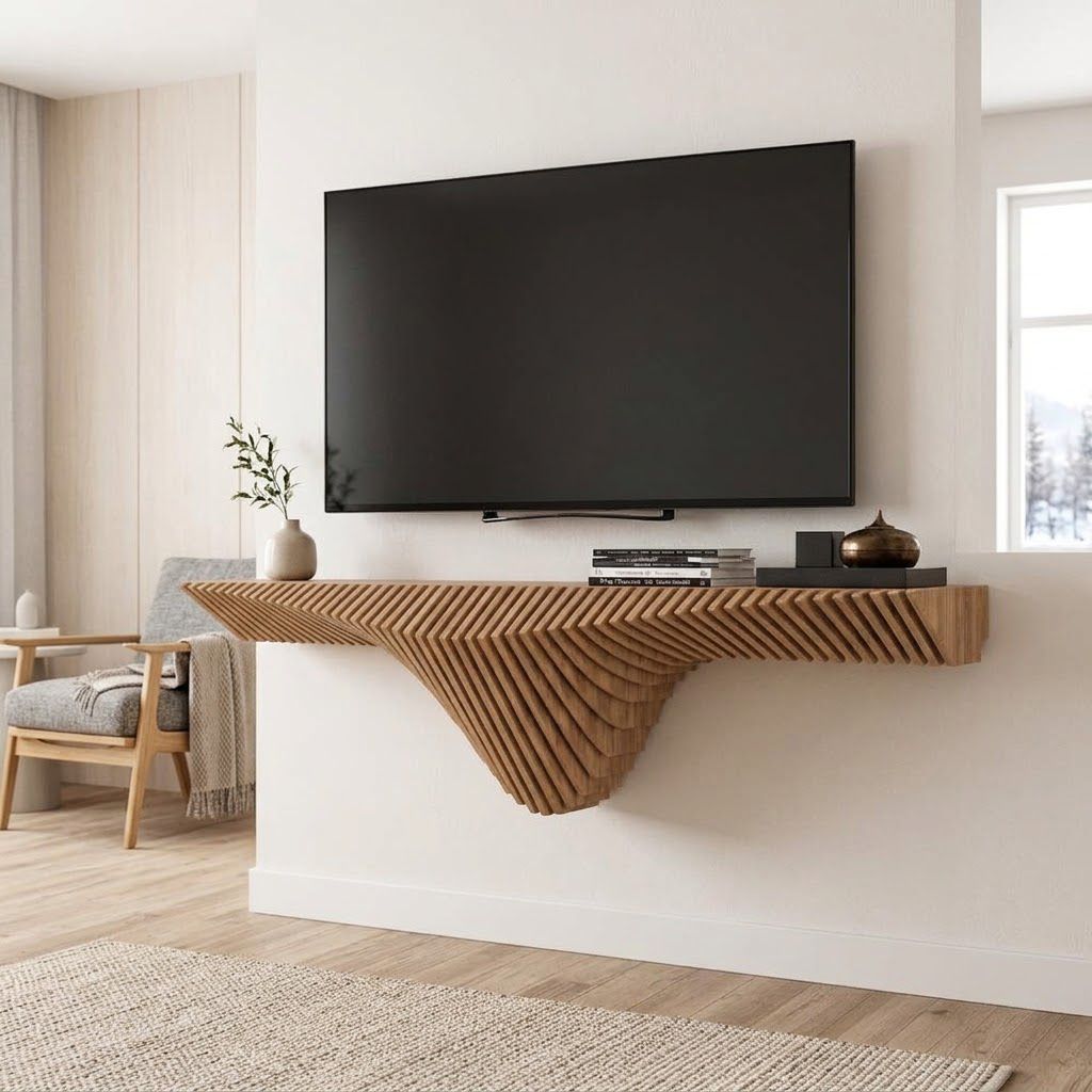 Parametric Modern Wall Shelf – Sculptural Floating MDF Shelf