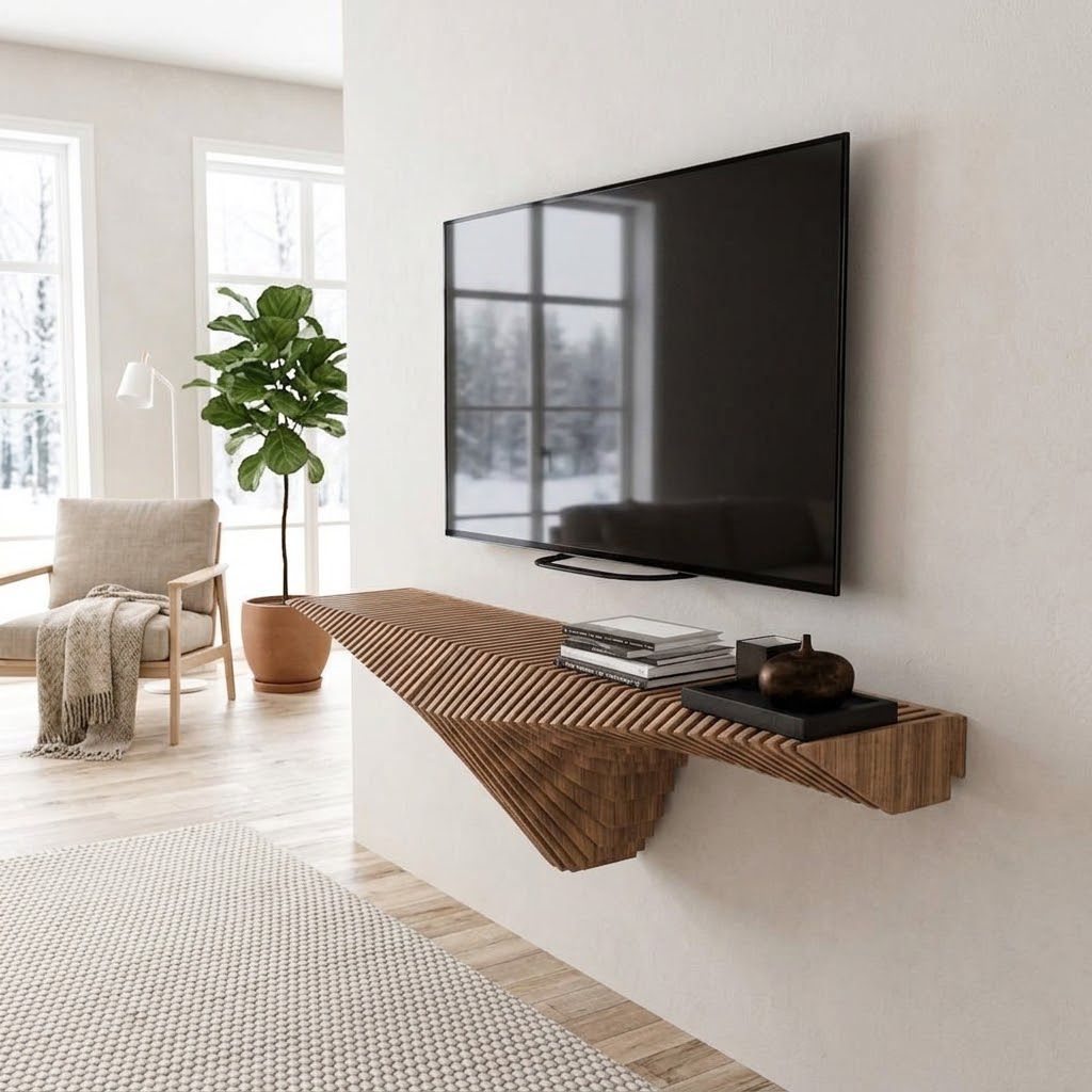 Parametric Modern Wall Shelf – Sculptural Floating MDF Shelf