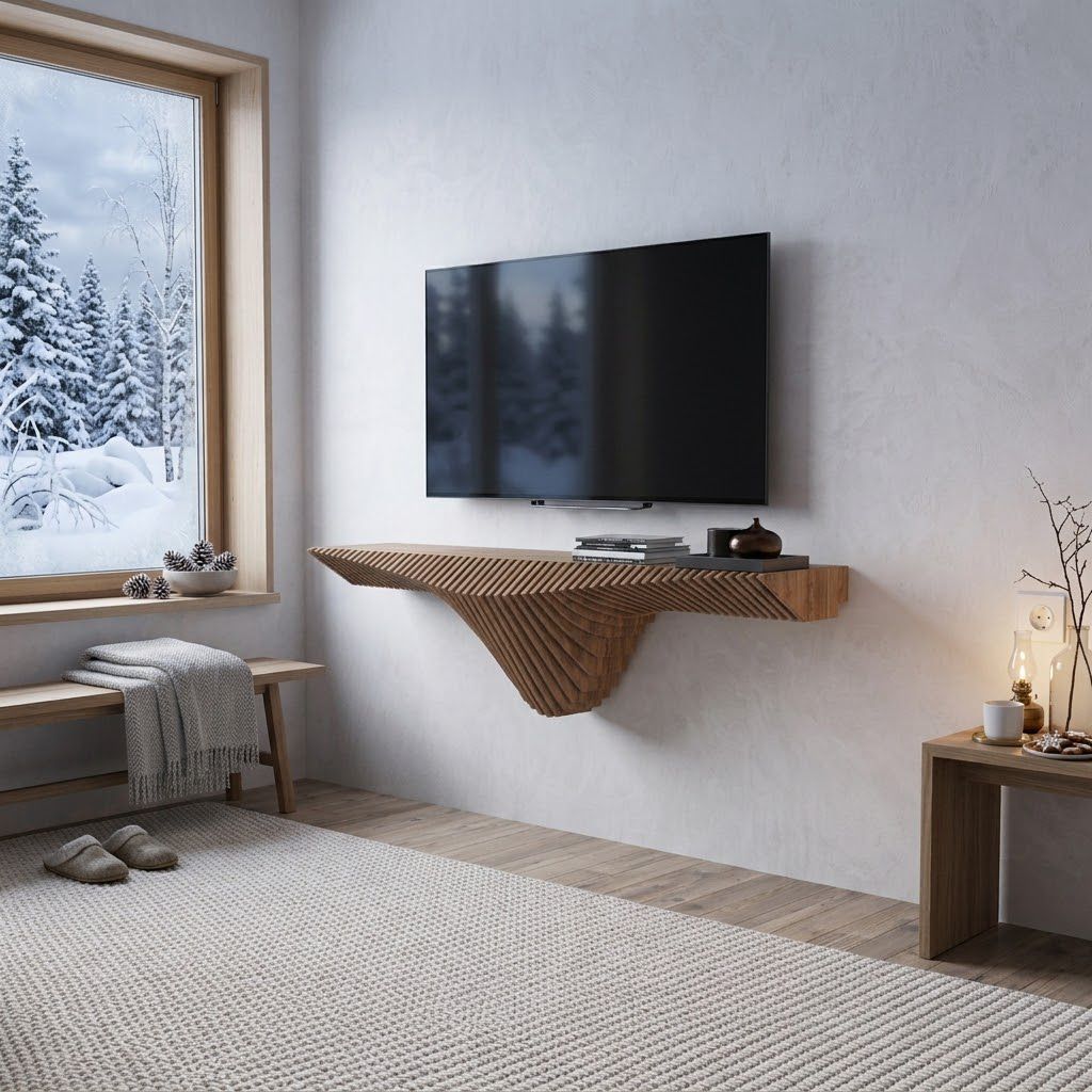 Parametric Modern Wall Shelf – Sculptural Floating MDF Shelf