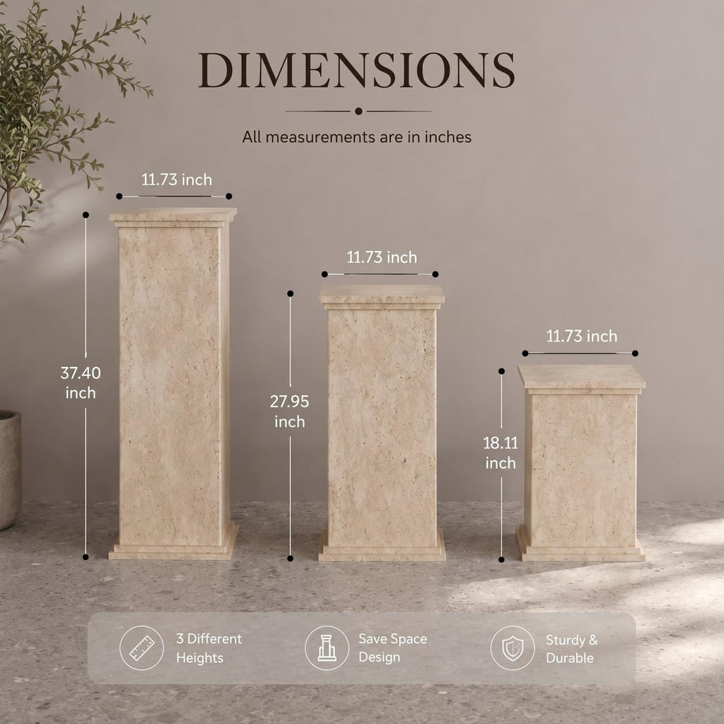 Travertine Side Table – Modern Decorative Pedestal Table