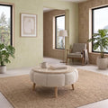 Modern Decorative Living Room Coffee Table with Round Tabletop and Pouf-Style Base