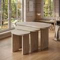Travertine-Look Nesting Coffee Table Set of 3 – Modern Side Tables