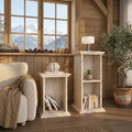Set of 2 Column-Style Side Tables – Modern Bohemian Design with Travertine-Inspired Finish